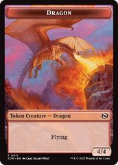 Dragon (0011) // Warrior Double-Sided Token [Tarkir: Dragonstorm Tokens] | Fandemonia Ltd