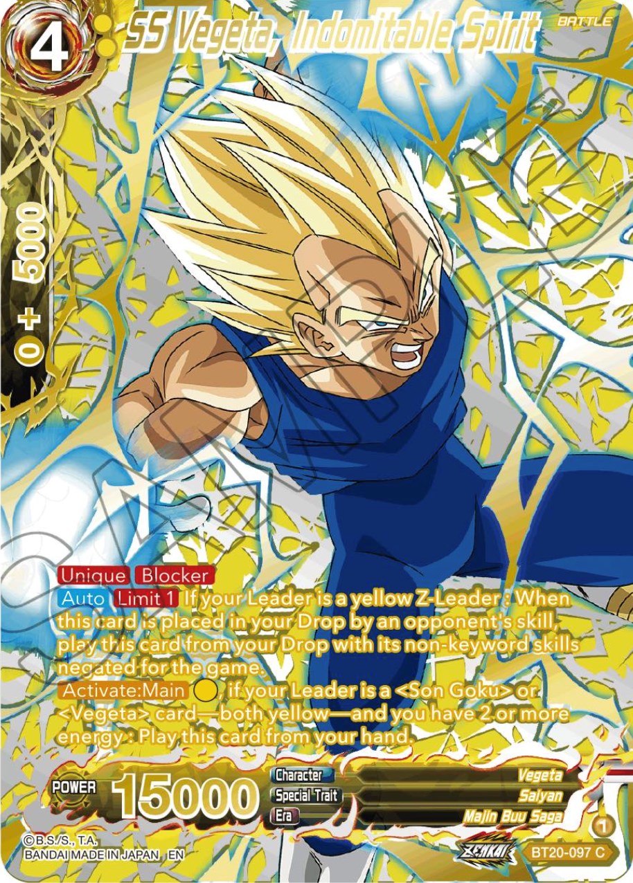 SS Vegeta, Indomitable Spirit (Gold-Stamped) (BT20-097) [Power Absorbed] | Fandemonia Ltd