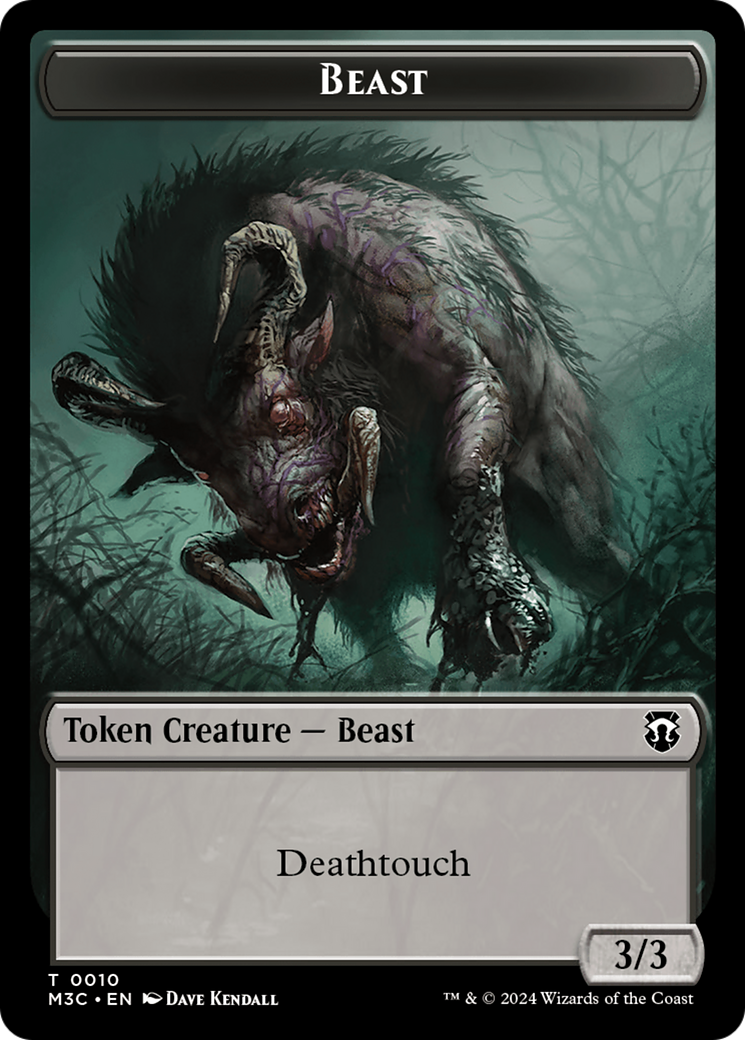 Beast (0010) (Ripple Foil) // Shapeshifter (0008) Double-Sided Token [Modern Horizons 3 Commander Tokens] | Fandemonia Ltd