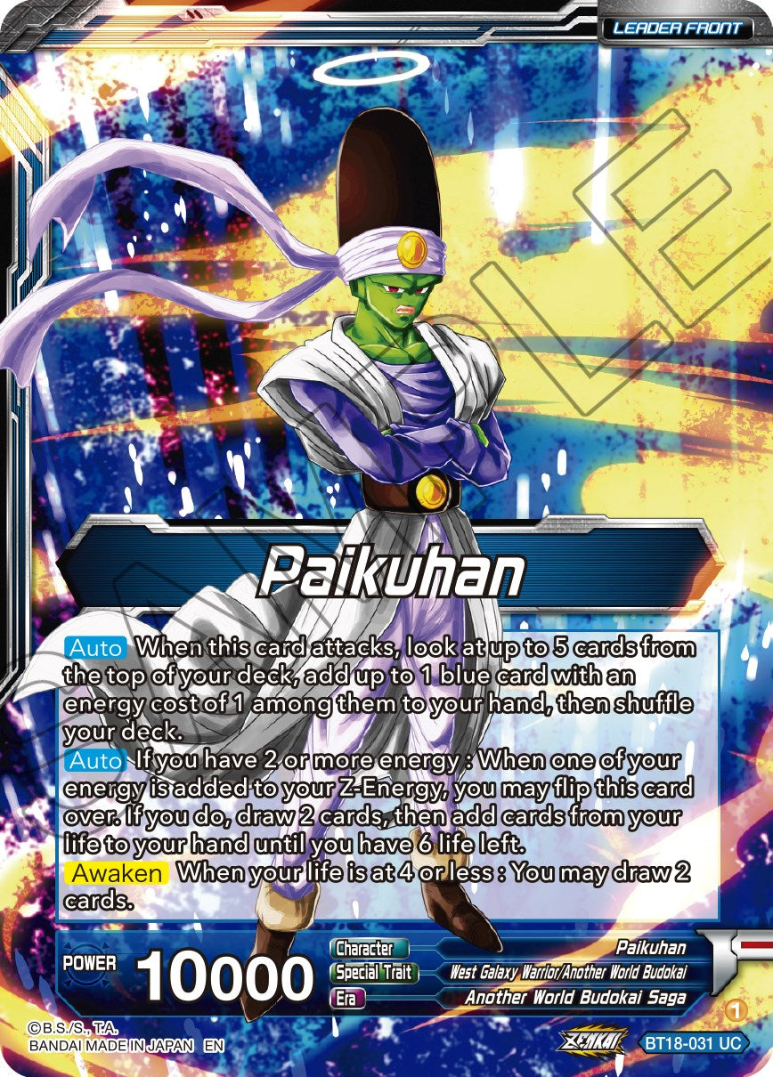 Paikuhan // Paikuhan, West Galaxy Warrior (BT18-031) [Dawn of the Z-Legends] | Fandemonia Ltd