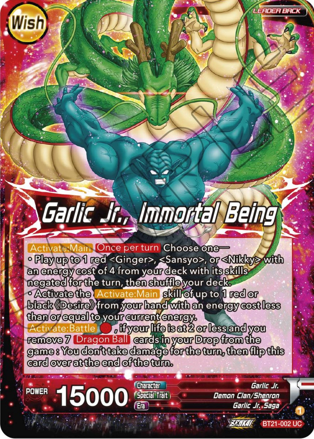 Garlic Jr. // Garlic Jr., Immortal Being (BT21-002) [Wild Resurgence] | Fandemonia Ltd