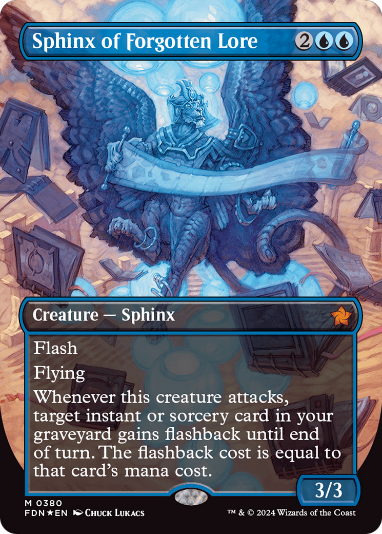 Sphinx of Forgotten Lore (Borderless) (Mana Foil) [Foundations] | Fandemonia Ltd