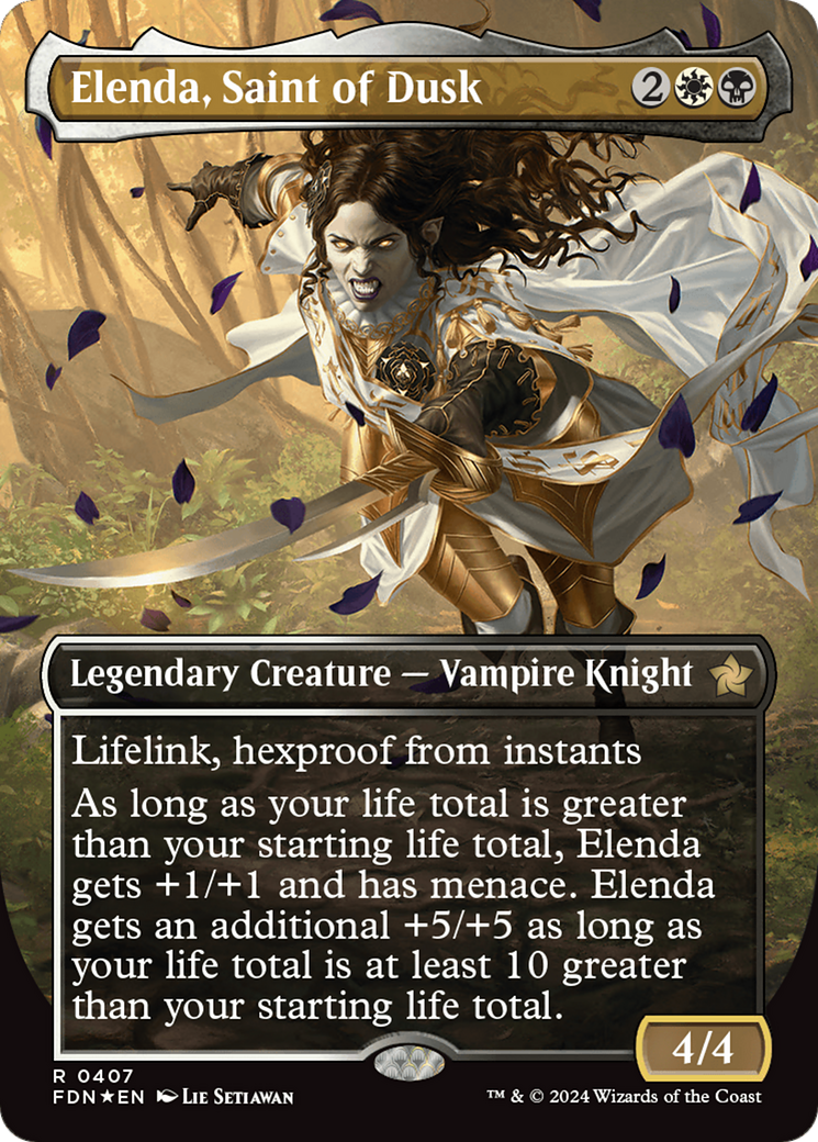 Elenda, Saint of Dusk (Borderless) (Mana Foil) [Foundations] | Fandemonia Ltd