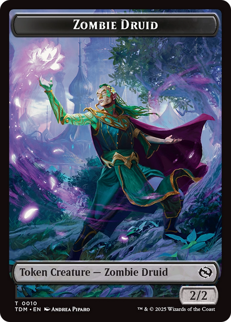 Treasure // Zombie Druid Double-Sided Token [Tarkir: Dragonstorm Tokens] | Fandemonia Ltd