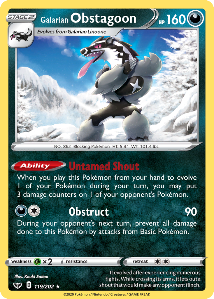 Galarian Obstagoon (119/202) [Sword & Shield: Base Set] | Fandemonia Ltd