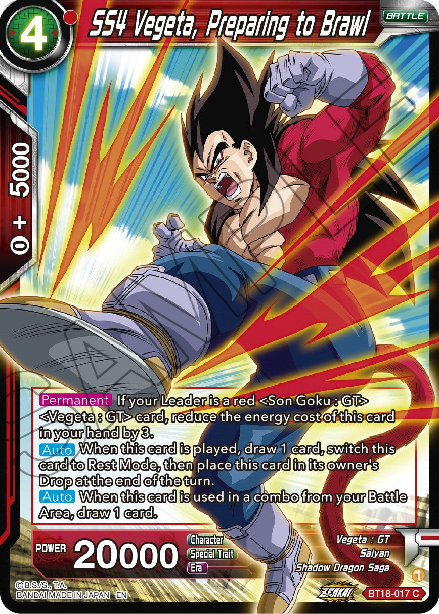 SS4 Vegeta, Preparing to Brawl (BT18-017) [Dawn of the Z-Legends] | Fandemonia Ltd