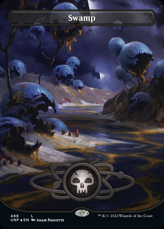 Swamp (488) (Planetary Space-ic Land) (Galaxy Foil) [Unfinity] | Fandemonia Ltd