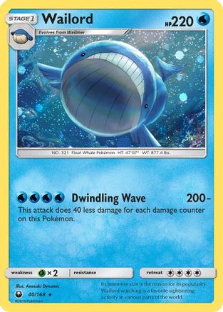 Wailord (40/168) (Cosmos Holo) [Sun & Moon: Celestial Storm] | Fandemonia Ltd
