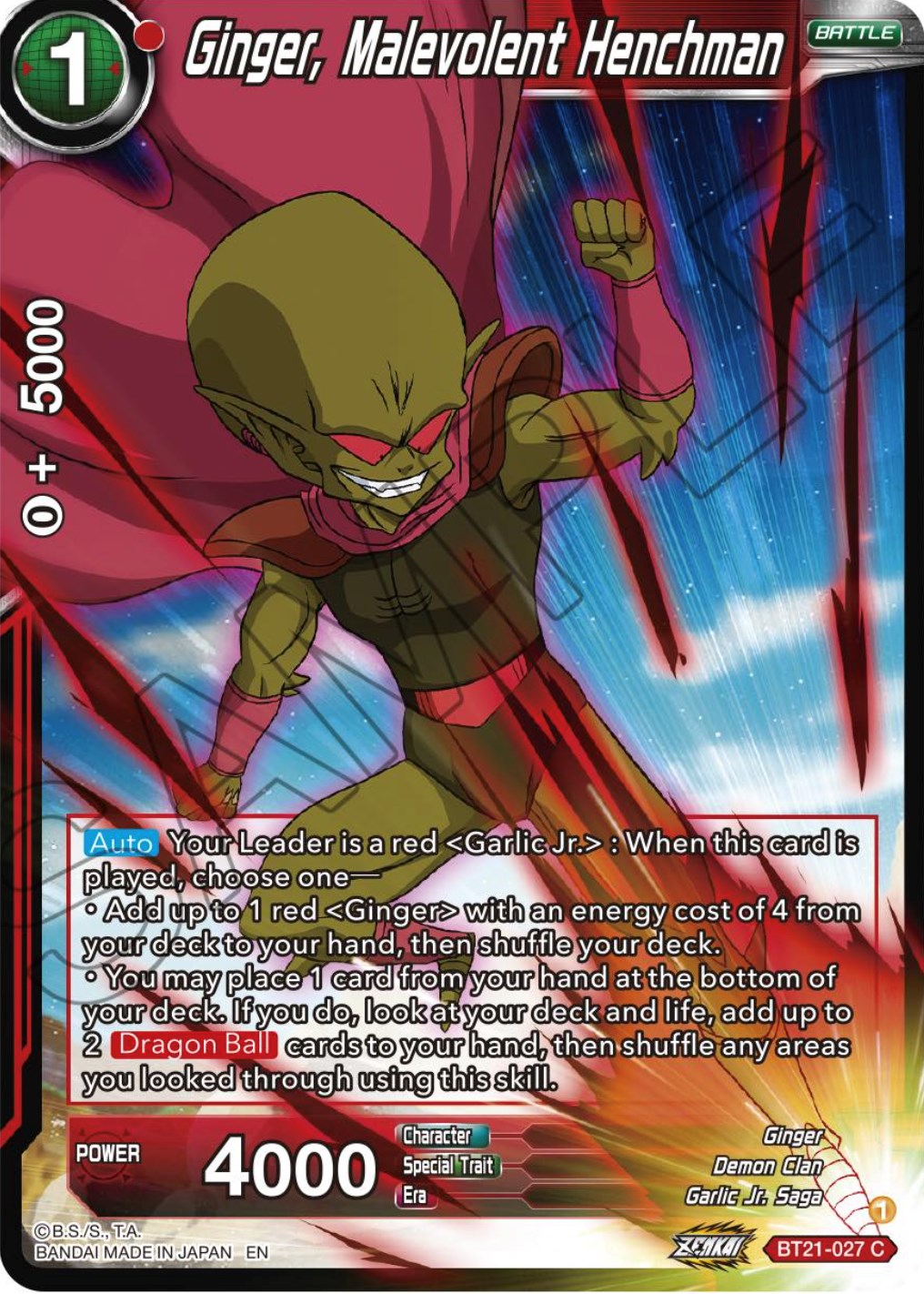 Ginger, Malevolent Henchman (BT21-027) [Wild Resurgence] | Fandemonia Ltd