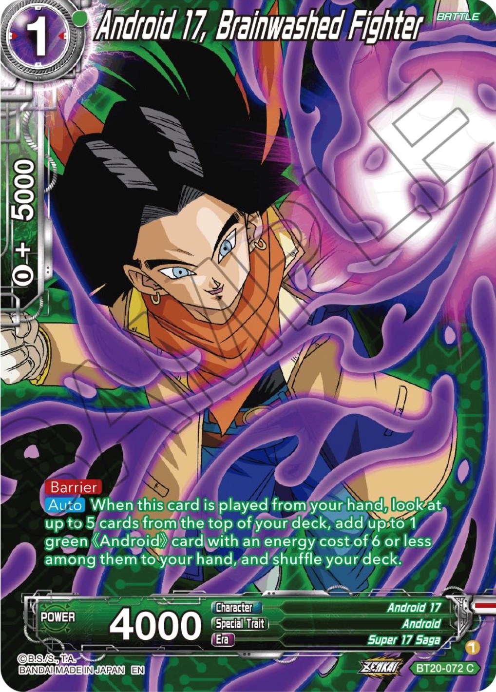 Android 17, Brainwashed Fighter (Silver Foil) (BT20-072) [Power Absorbed] | Fandemonia Ltd