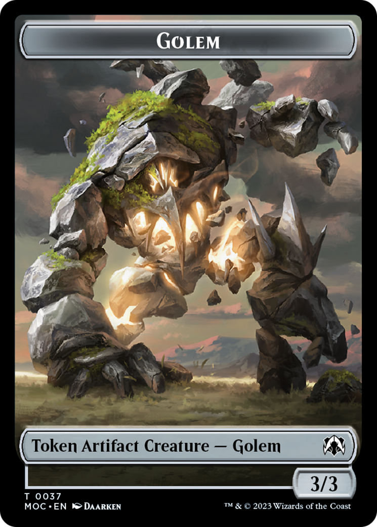 Golem // Clue Double-Sided Token [March of the Machine Commander Tokens] | Fandemonia Ltd
