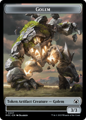 Golem // Clue Double-Sided Token [March of the Machine Commander Tokens] | Fandemonia Ltd