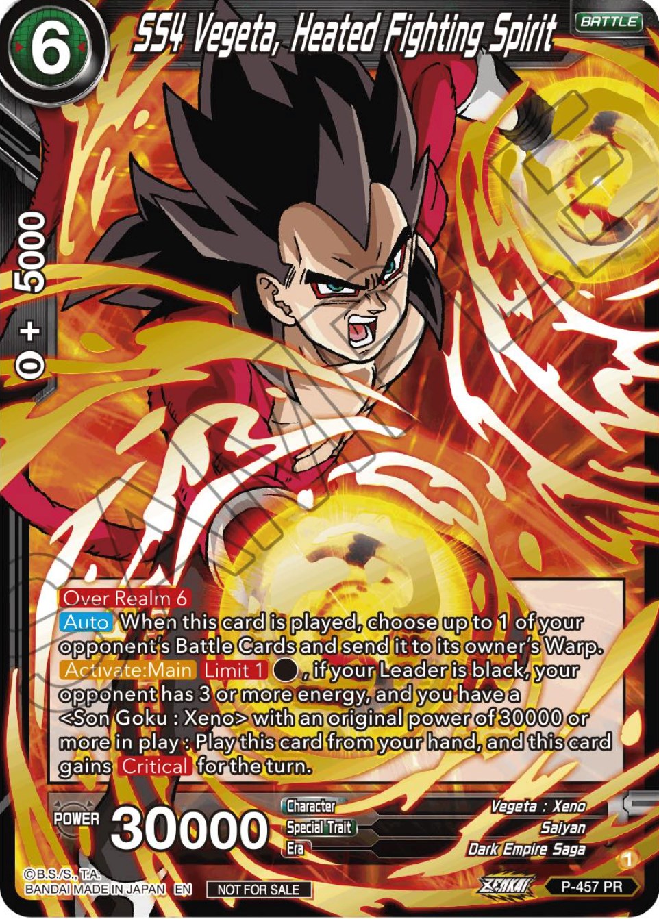 SS4 Vegeta, Heated Fighting Spirit (Championship Selection Pack 2023 Vol.1) (Holo) (P-457) [Tournament Promotion Cards] | Fandemonia Ltd
