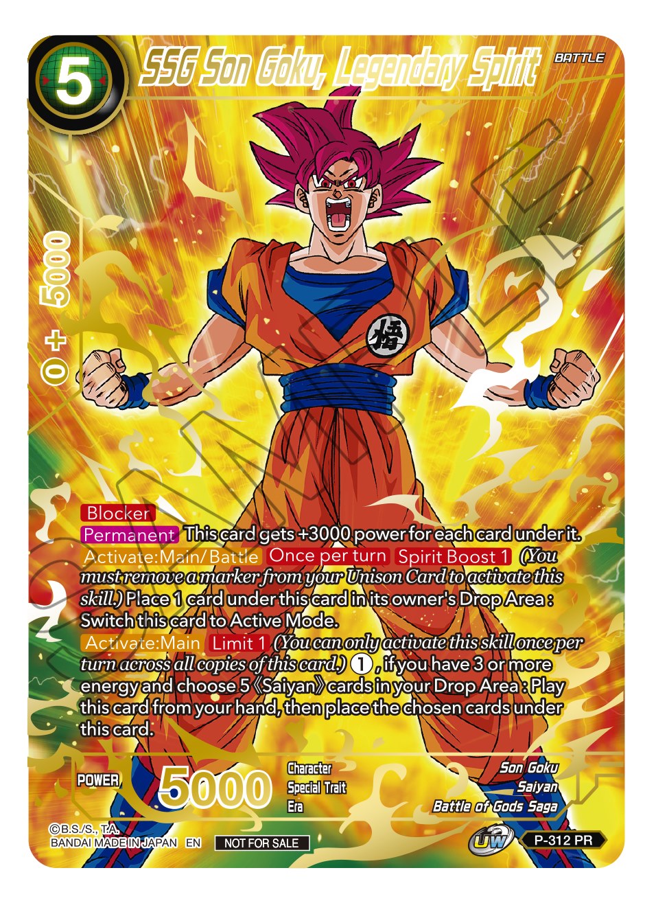 SSG Son Goku, Legendary Spirit (Gold Stamped) (P-312) [Promotion Cards] | Fandemonia Ltd