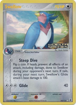 Swellow (32/113) (Stamped) [EX: Delta Species] | Fandemonia Ltd