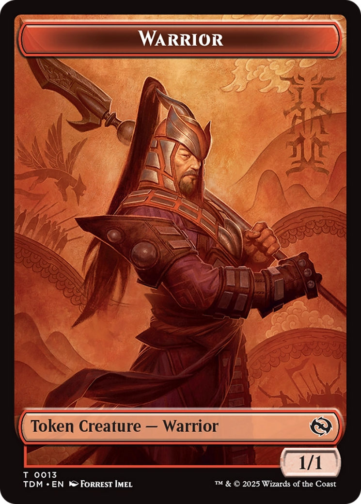 Dragon (0011) // Warrior Double-Sided Token [Tarkir: Dragonstorm Tokens] | Fandemonia Ltd