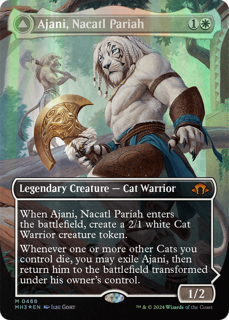 Ajani, Nacatl Pariah // Ajani, Nacatl Avenger (Borderless) (Textured Foil) [Modern Horizons 3] | Fandemonia Ltd