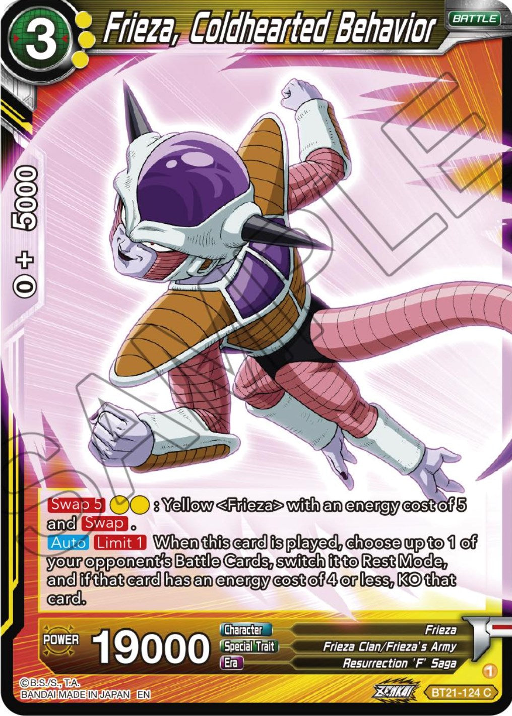 Frieza, Coldhearted Behavior (BT21-124) [Wild Resurgence] | Fandemonia Ltd