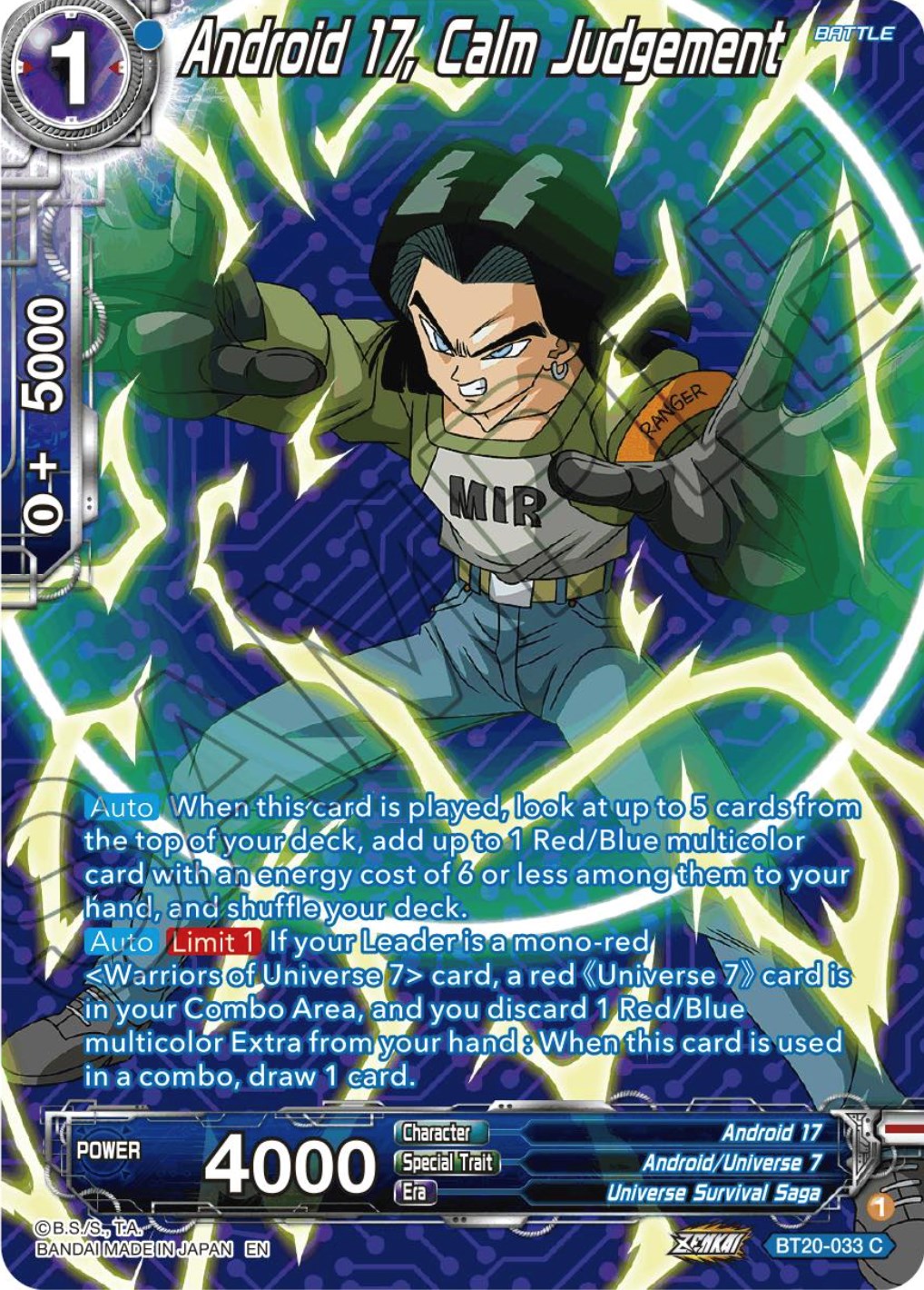 Android 17, Calm Judgement (Silver Foil) (BT20-033) [Power Absorbed] | Fandemonia Ltd
