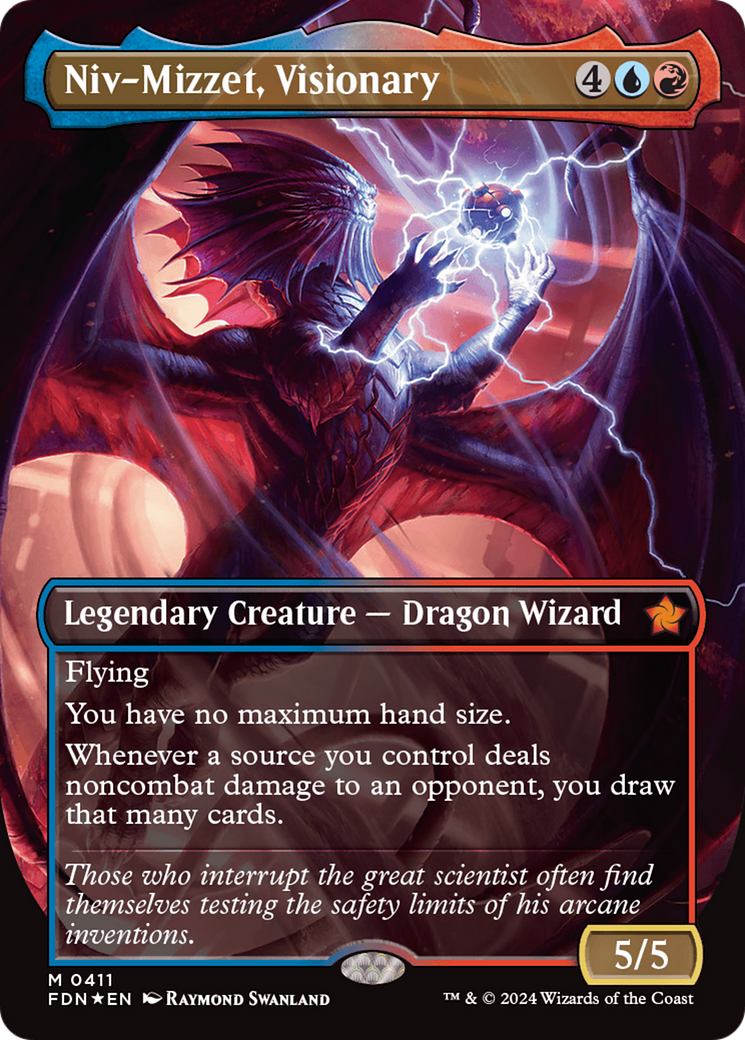 Niv-Mizzet, Visionary (Borderless) (Mana Foil) [Foundations] | Fandemonia Ltd