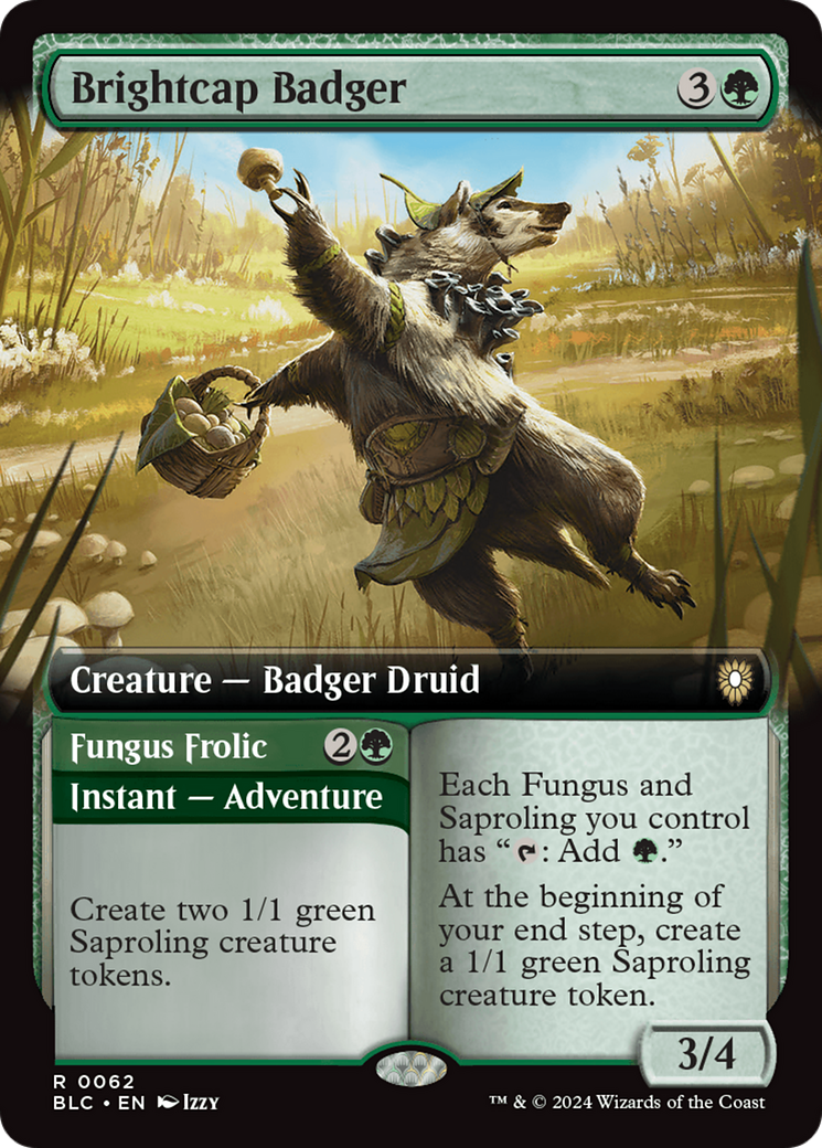 Brightcap Badger // Fungus Frolic (Extended Art) [Bloomburrow Commander] | Fandemonia Ltd