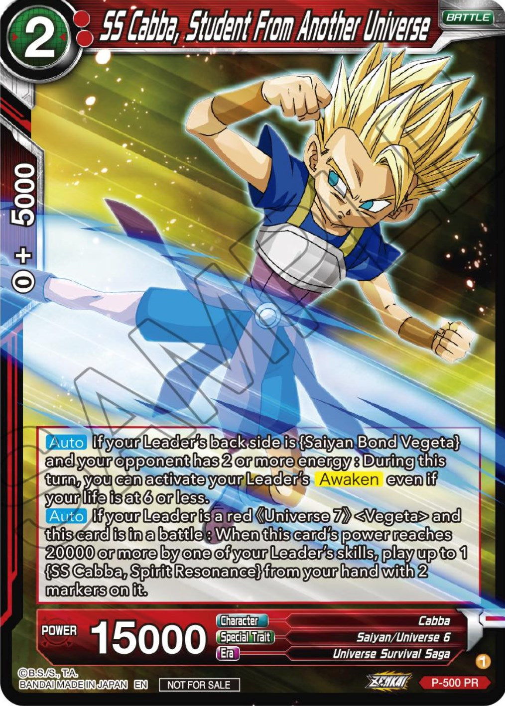 SS Cabba, Student From Another Universe (Zenkai Series Tournament Pack Vol.4) (P-500) [Tournament Promotion Cards] | Fandemonia Ltd