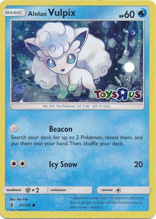 Alolan Vulpix (21/145) (Toys R Us Promo) [Sun & Moon: Guardians Rising] | Fandemonia Ltd