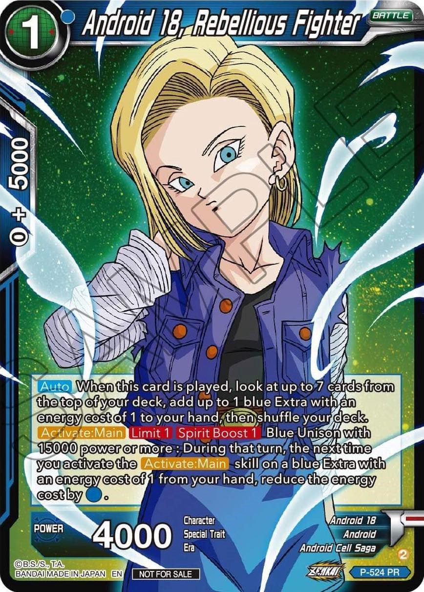 Android 18, Rebellious Fighter (Zenkai Series Tournament Pack Vol.5) (P-524) [Tournament Promotion Cards] | Fandemonia Ltd