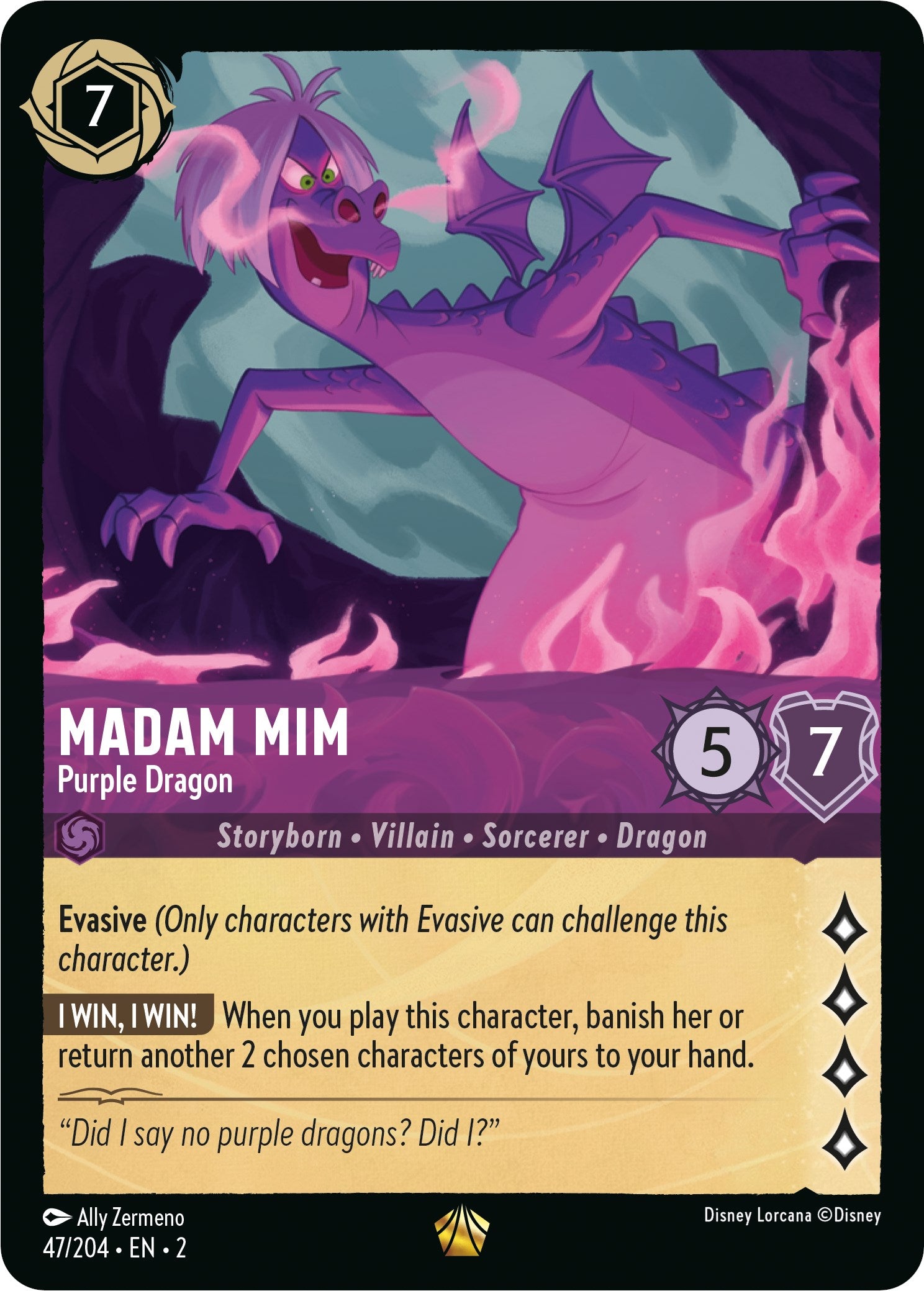 Madam Mim - Purple Dragon (47/204) [Rise of the Floodborn] | Fandemonia Ltd