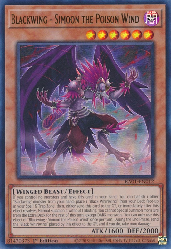 Blackwing - Simoon the Poison Wind [RA01-EN012] Ultra Rare | Fandemonia Ltd