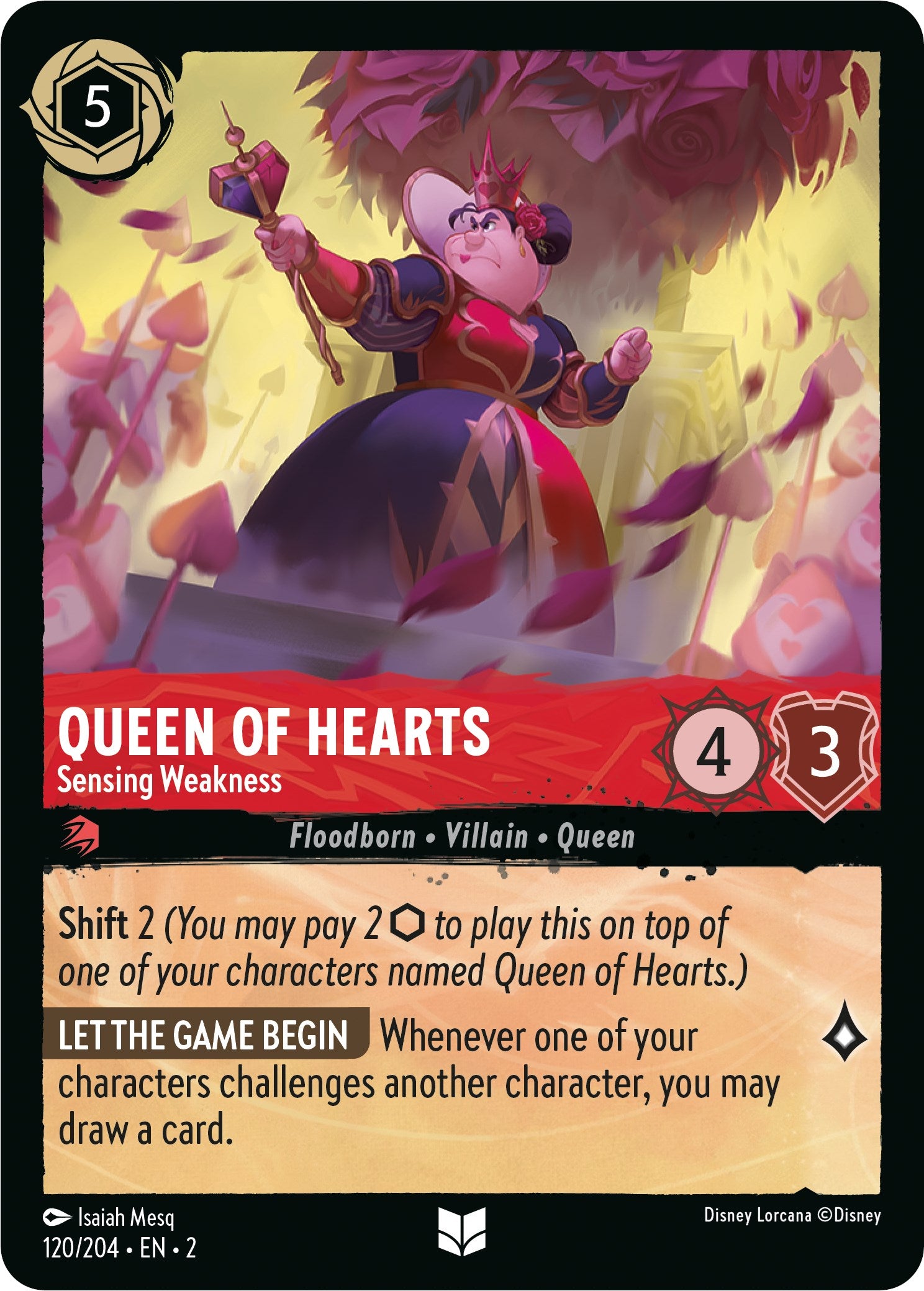 Queen of Hearts - Sensing Weakness (120/204) [Rise of the Floodborn] | Fandemonia Ltd