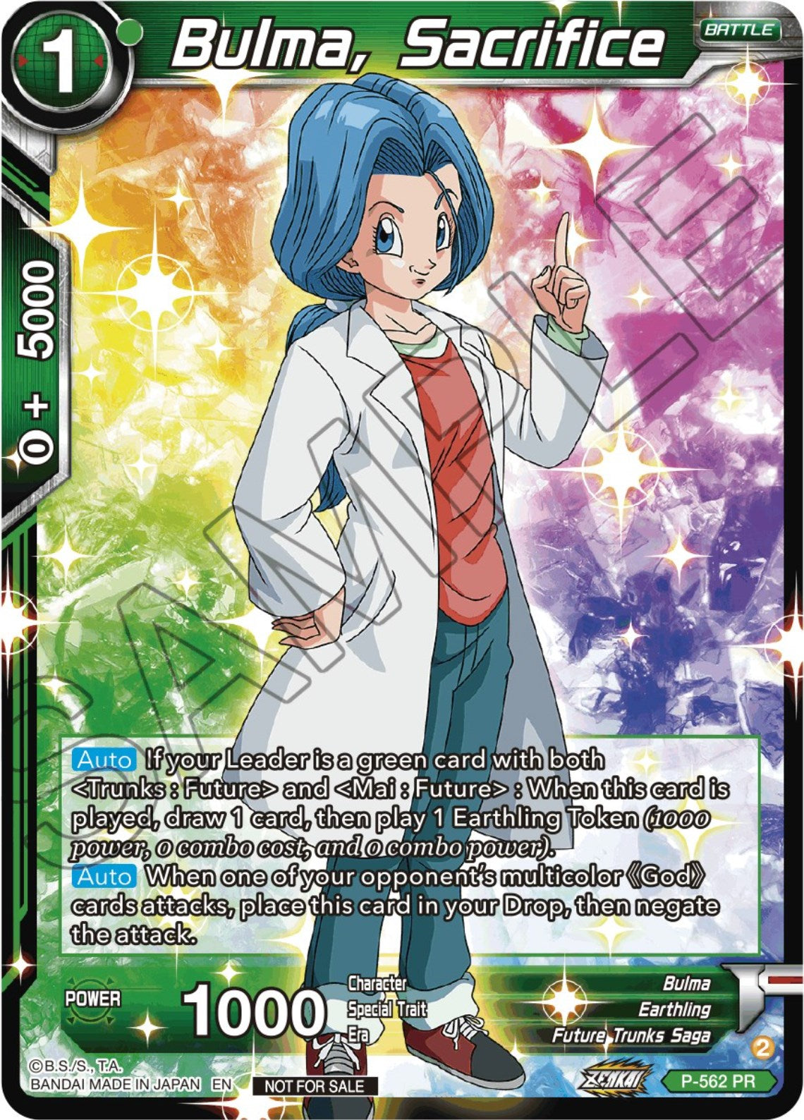 Bulma, Sacrifice (Zenkai Series Tournament Pack Vol.6) (P-562) [Tournament Promotion Cards] | Fandemonia Ltd