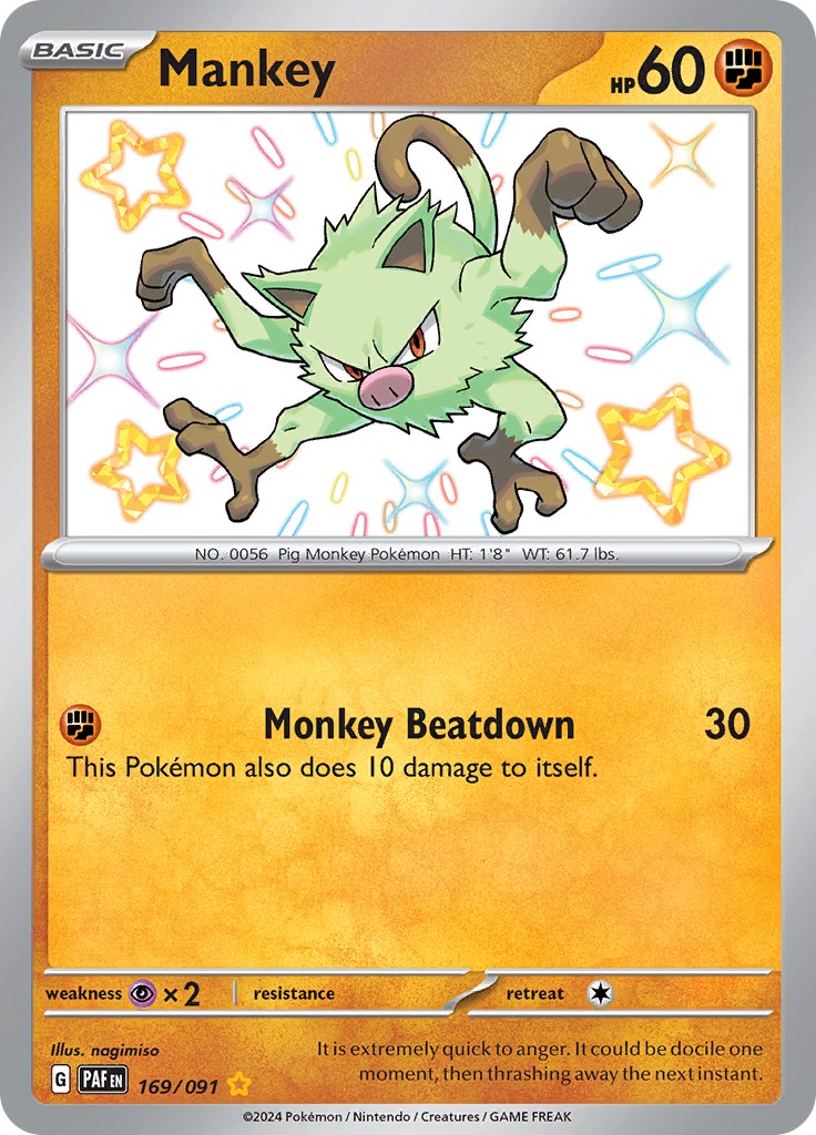 Mankey (169/091) [Scarlet & Violet: Paldean Fates] | Fandemonia Ltd