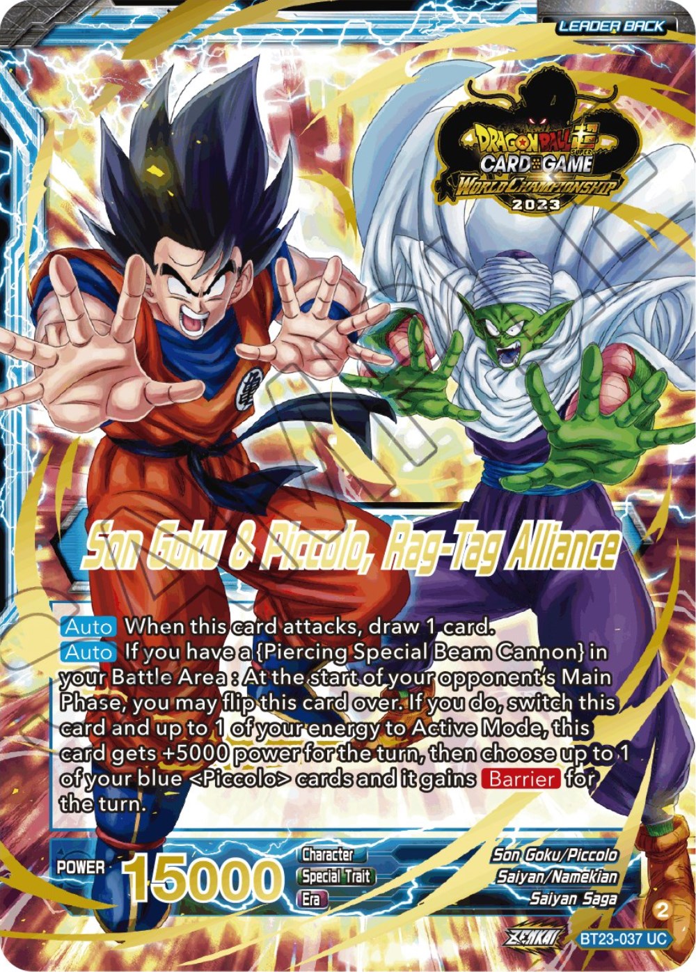 Son Goku // Son Goku & Piccolo, Rag-Tag Alliance (2023 Worlds ZENKAI 06 Leader Set) (BT23-037) [Tournament Promotion Cards] | Fandemonia Ltd
