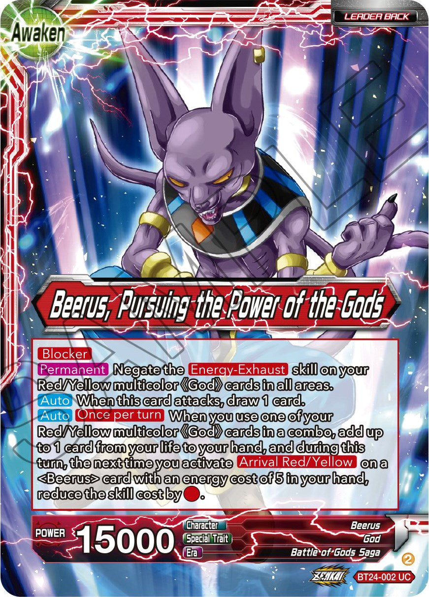 Beerus // Beerus, Pursuing the Power of the Gods (BT24-002) [Beyond Generations] | Fandemonia Ltd