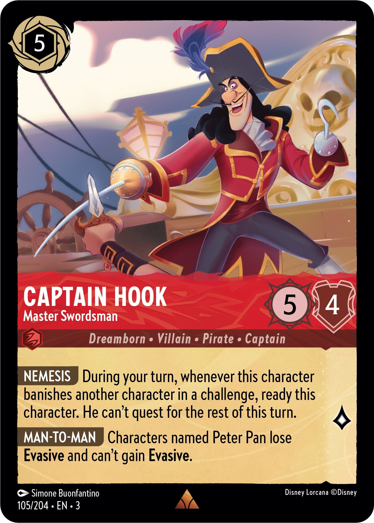 Captain Hook - Master Swordsman (105/204) [Into the Inklands] | Fandemonia Ltd