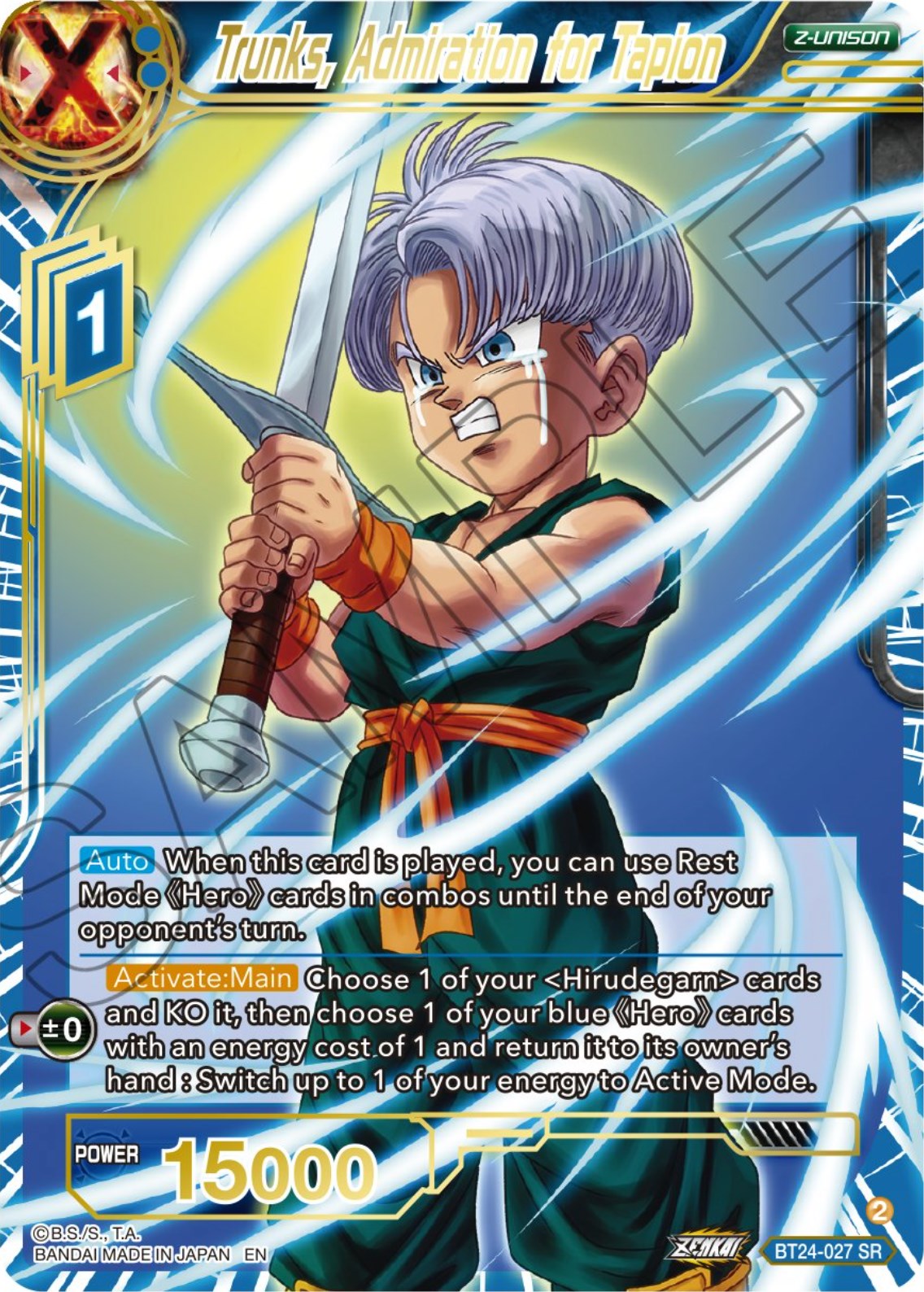 Trunks, Admiration of Tapion (BT24-027) [Beyond Generations] | Fandemonia Ltd