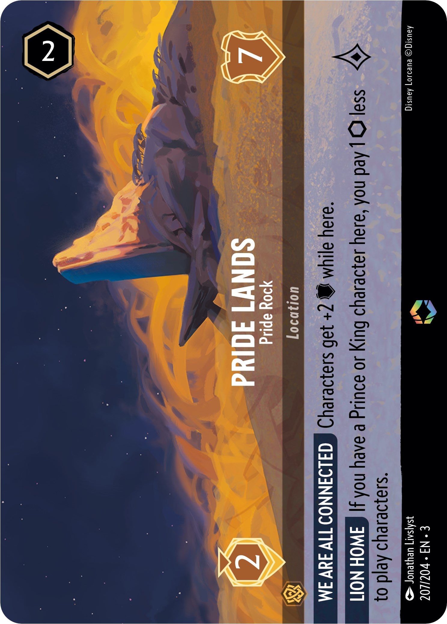 Pride Lands - Pride Rock (Alternate Art) (207/204) [Into the Inklands] | Fandemonia Ltd