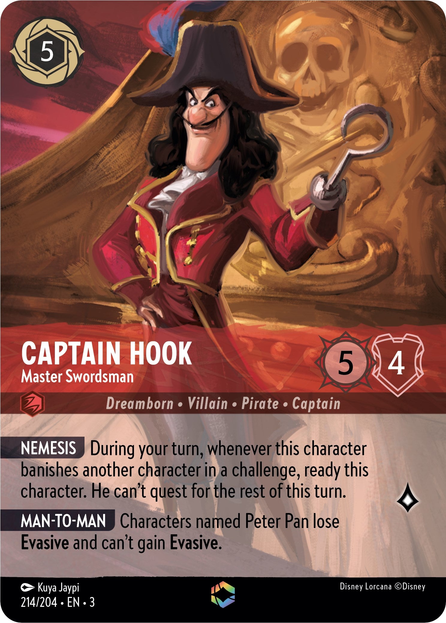 Captain Hook - Master Swordsman (Alternate Art) (214/204) [Into the Inklands] | Fandemonia Ltd