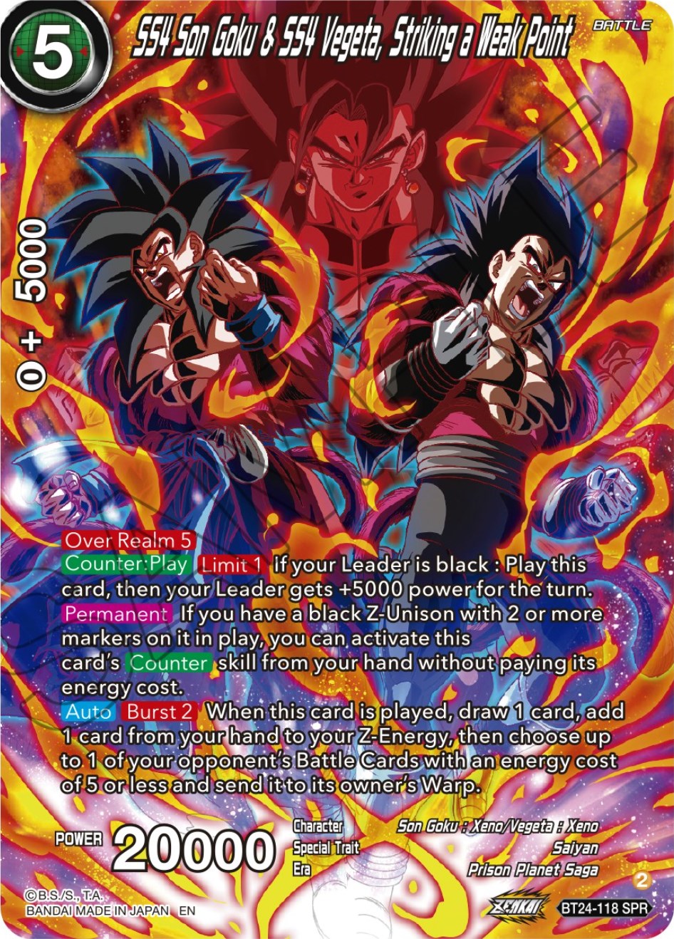 SS4 Son Goku & SS4 Vegeta, Striking a Weak Point (SPR) (BT24-118) [Beyond Generations] | Fandemonia Ltd