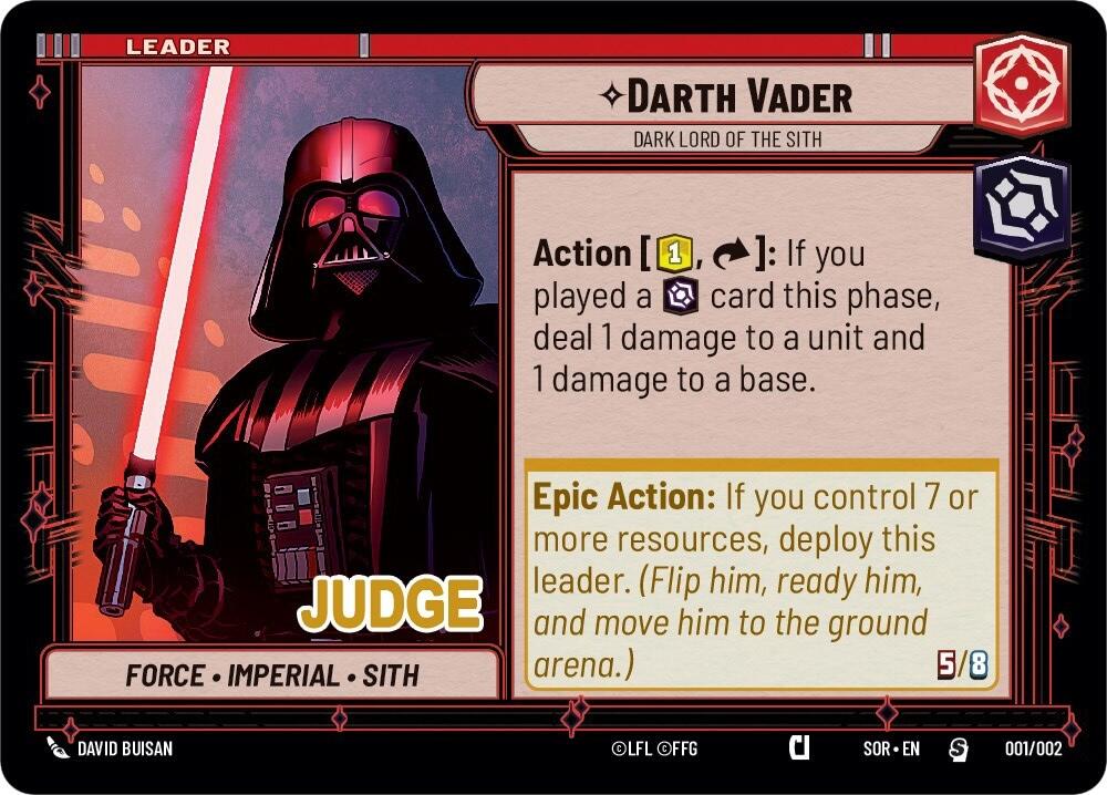 Darth Vader - Dark Lord of the Sith (001/002) (Judge Promo) (001/002) [Spark of Rebellion Promos] | Fandemonia Ltd