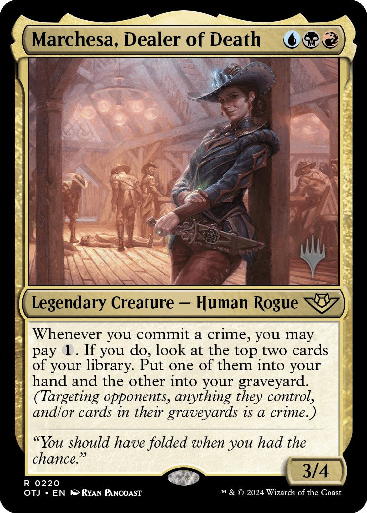 Marchesa, Dealer of Death (Promo Pack) [Outlaws of Thunder Junction Promos] | Fandemonia Ltd
