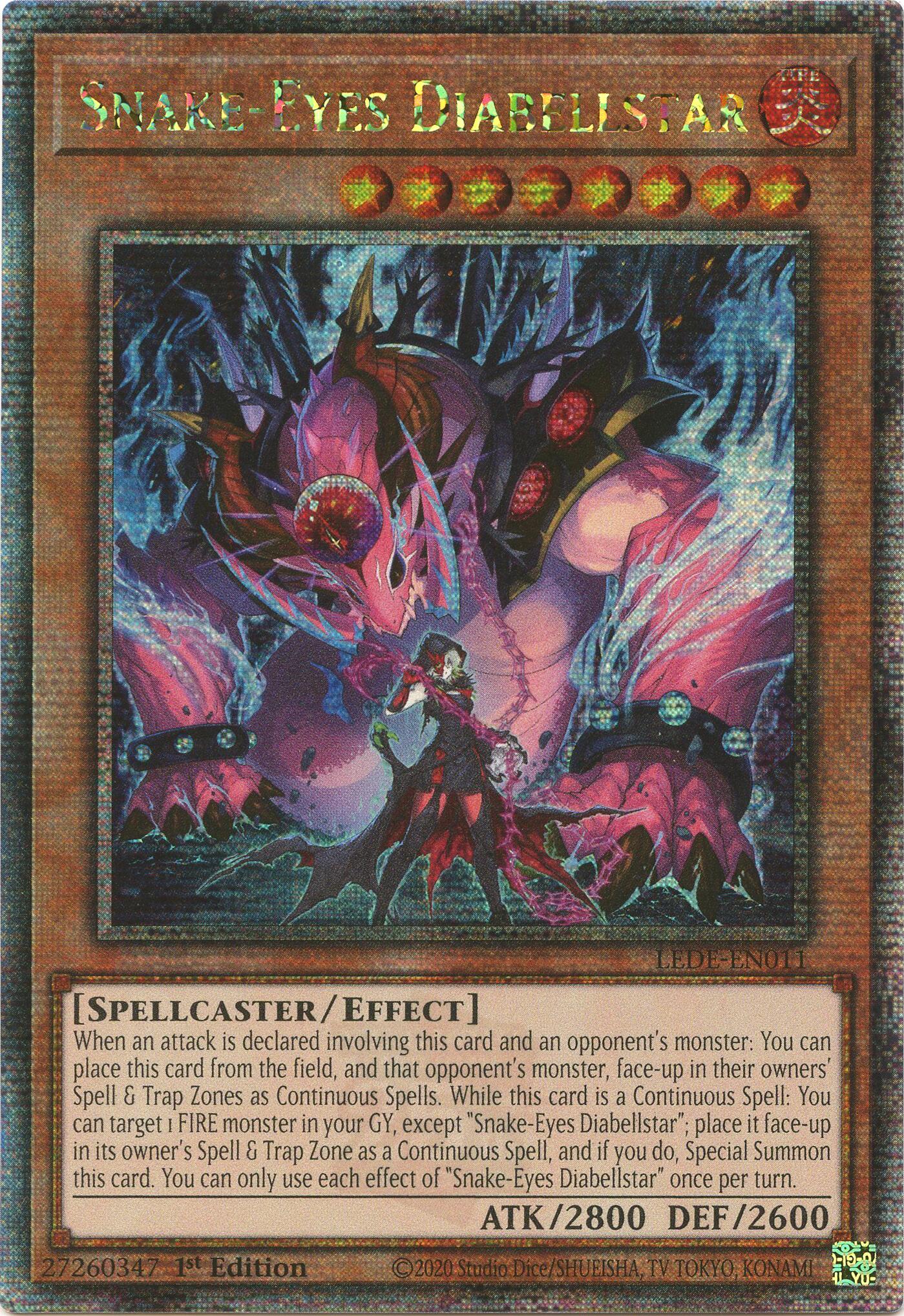 Snake-Eyes Diabellstar [LEDE-EN011] Quarter Century Secret Rare | Fandemonia Ltd