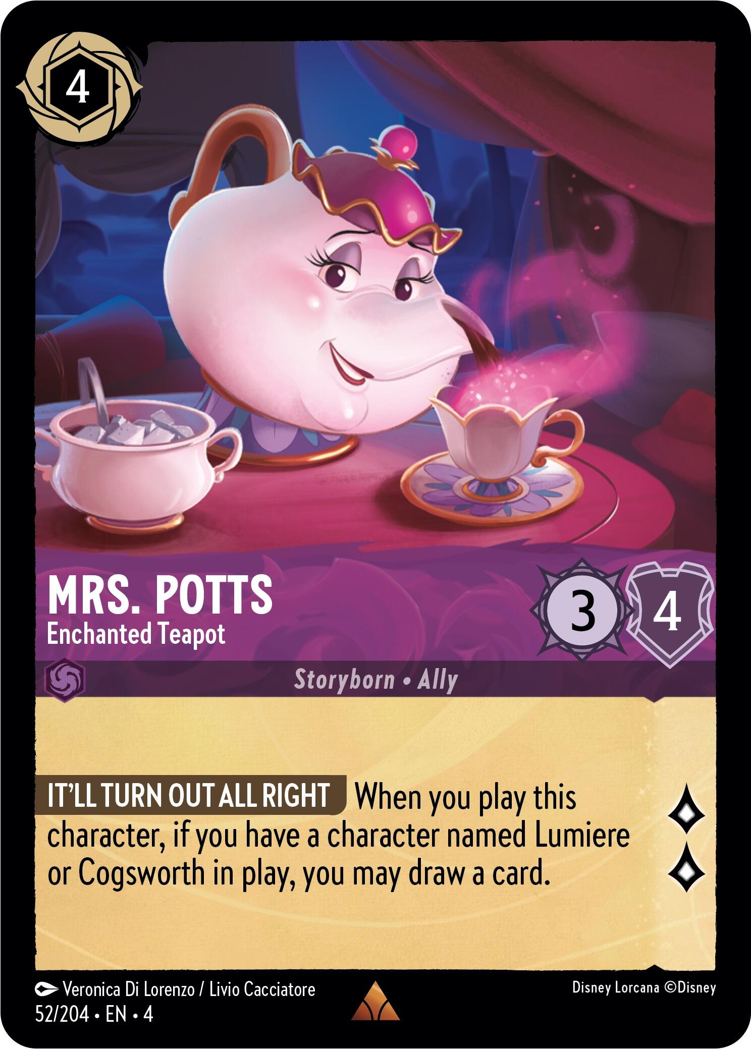 Mrs. Potts - Enchanted Teapot (52/204) [Ursula's Return] | Fandemonia Ltd