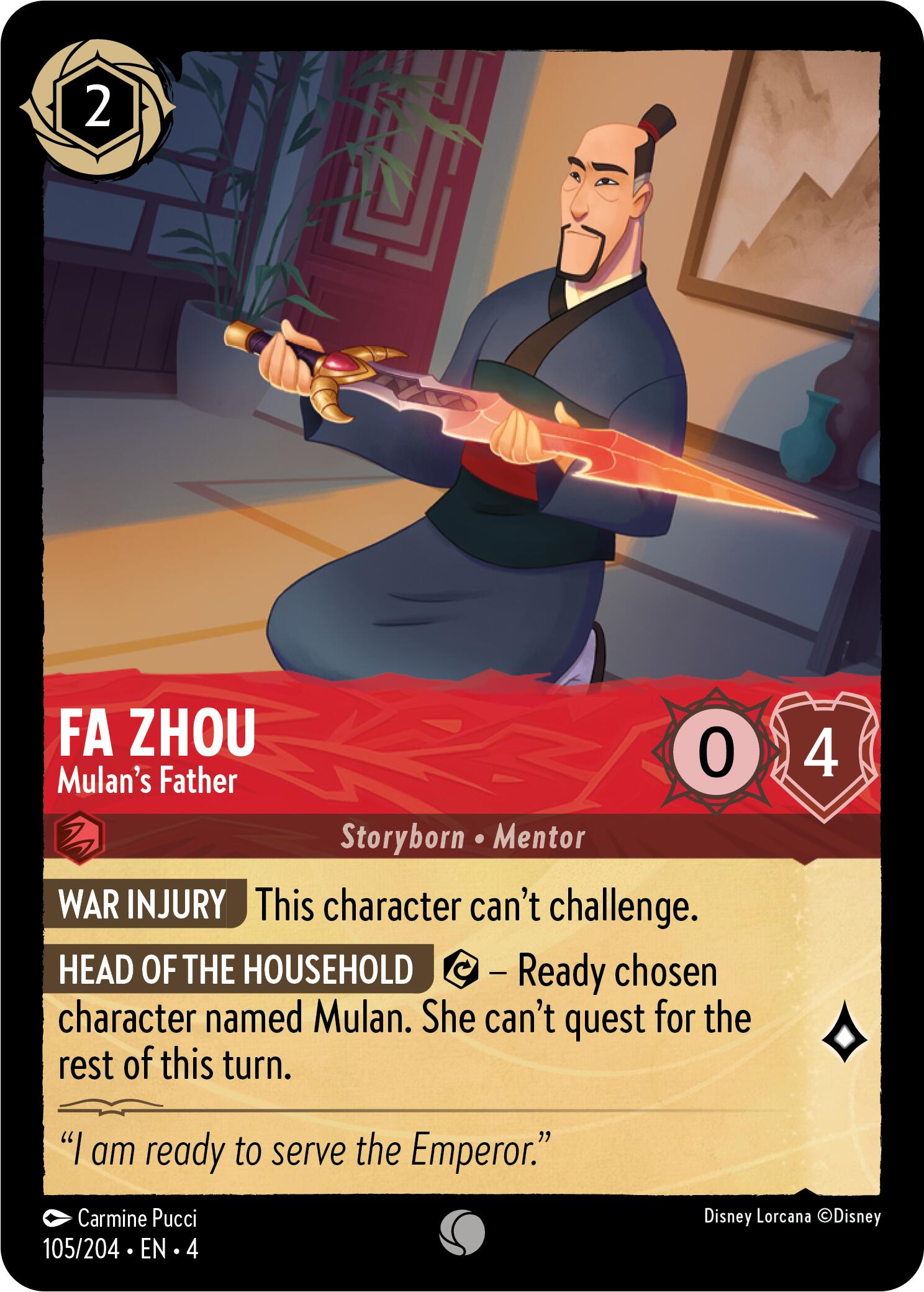 Fa Zhou - Mulan's Father (105/204) [Ursula's Return] | Fandemonia Ltd