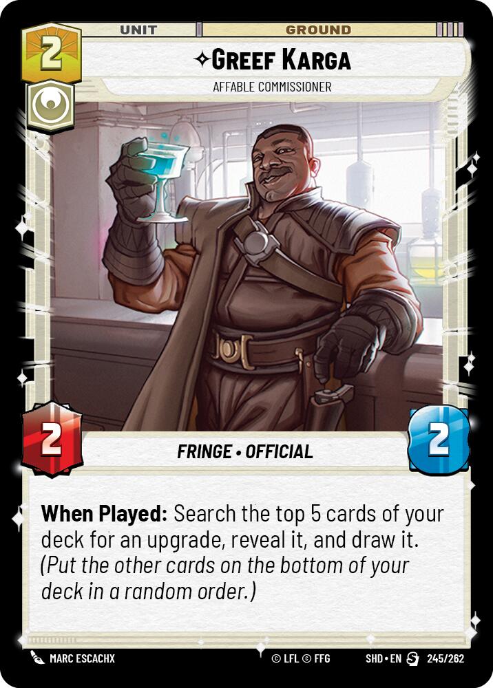 Greef Karga - Affable Commissioner (245/262) (245/262) [Shadows of the Galaxy] | Fandemonia Ltd