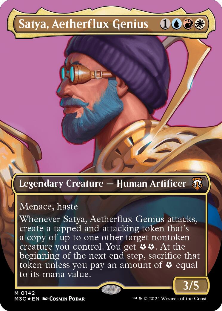 Satya, Aetherflux Genius (Borderless) (Ripple Foil) [Modern Horizons 3 Commander] | Fandemonia Ltd