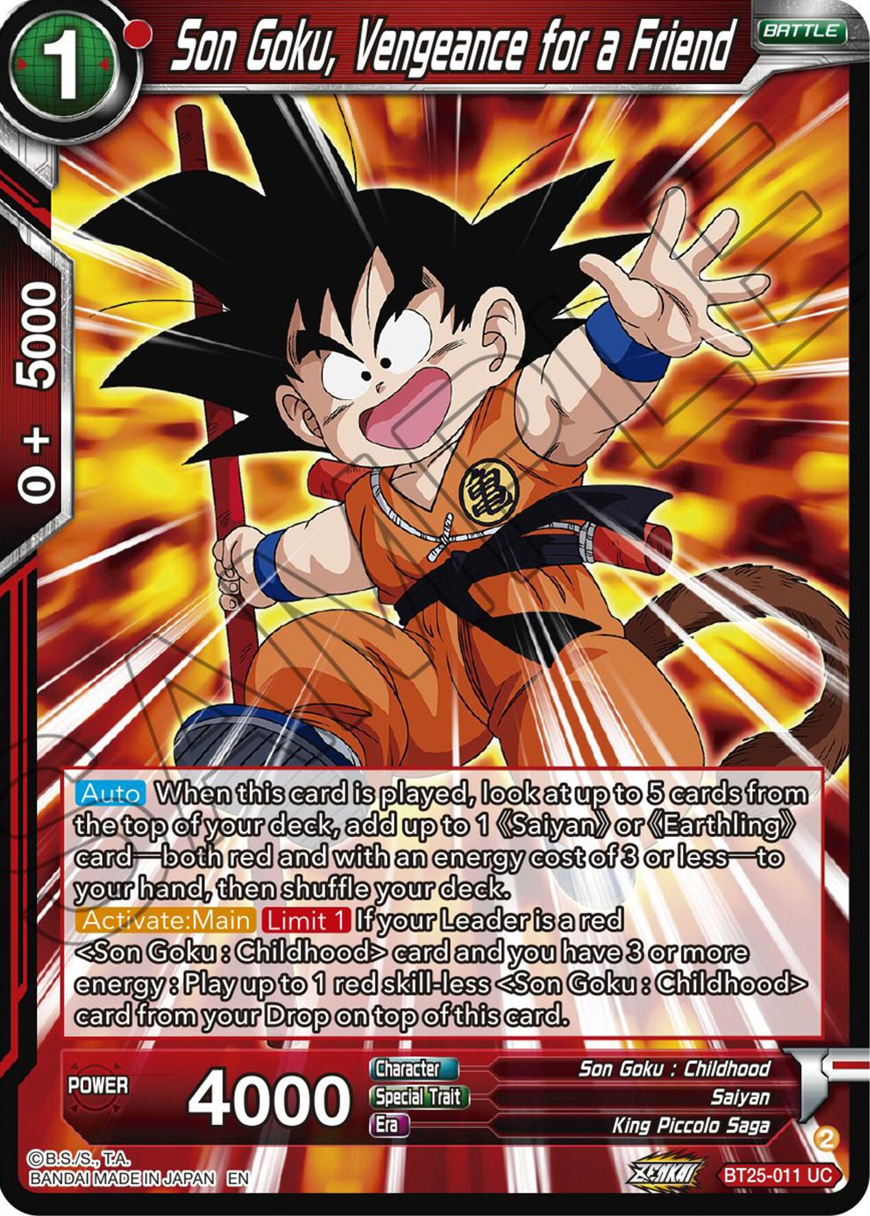 Son Goku, Vengeance for a Friend (BT25-011) [Legend of the Dragon Balls] | Fandemonia Ltd