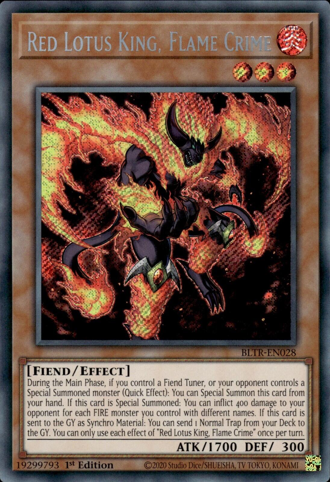 Red Lotus King, Flame Crime [BLTR-EN028] Secret Rare | Fandemonia Ltd