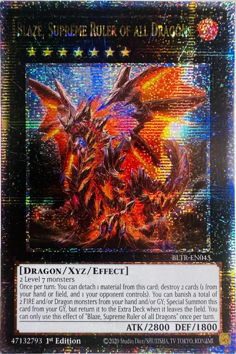 Blaze, Supreme Ruler of all Dragons (Quarter Century Secret Rare) [BLTR-EN045] Quarter Century Secret Rare | Fandemonia Ltd